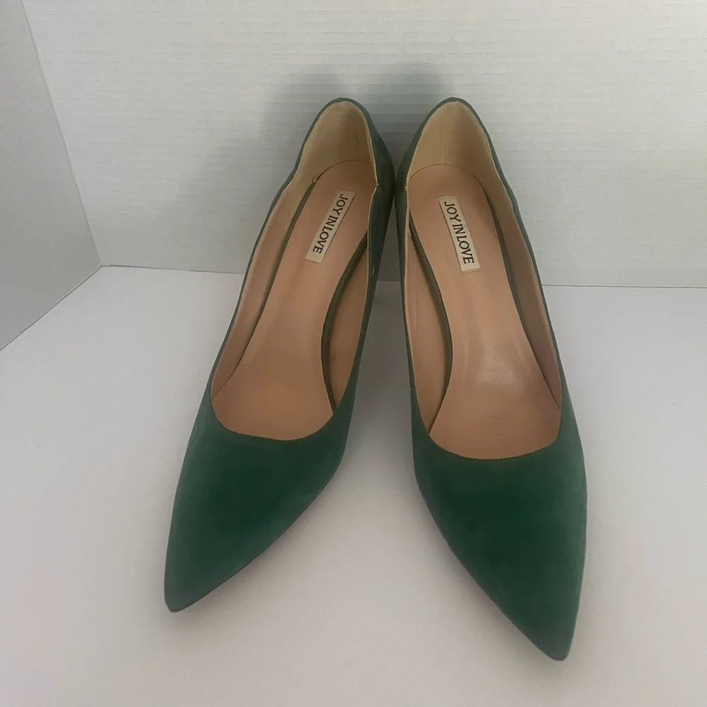 Women’s Pointed Toe Green Suede Pumps